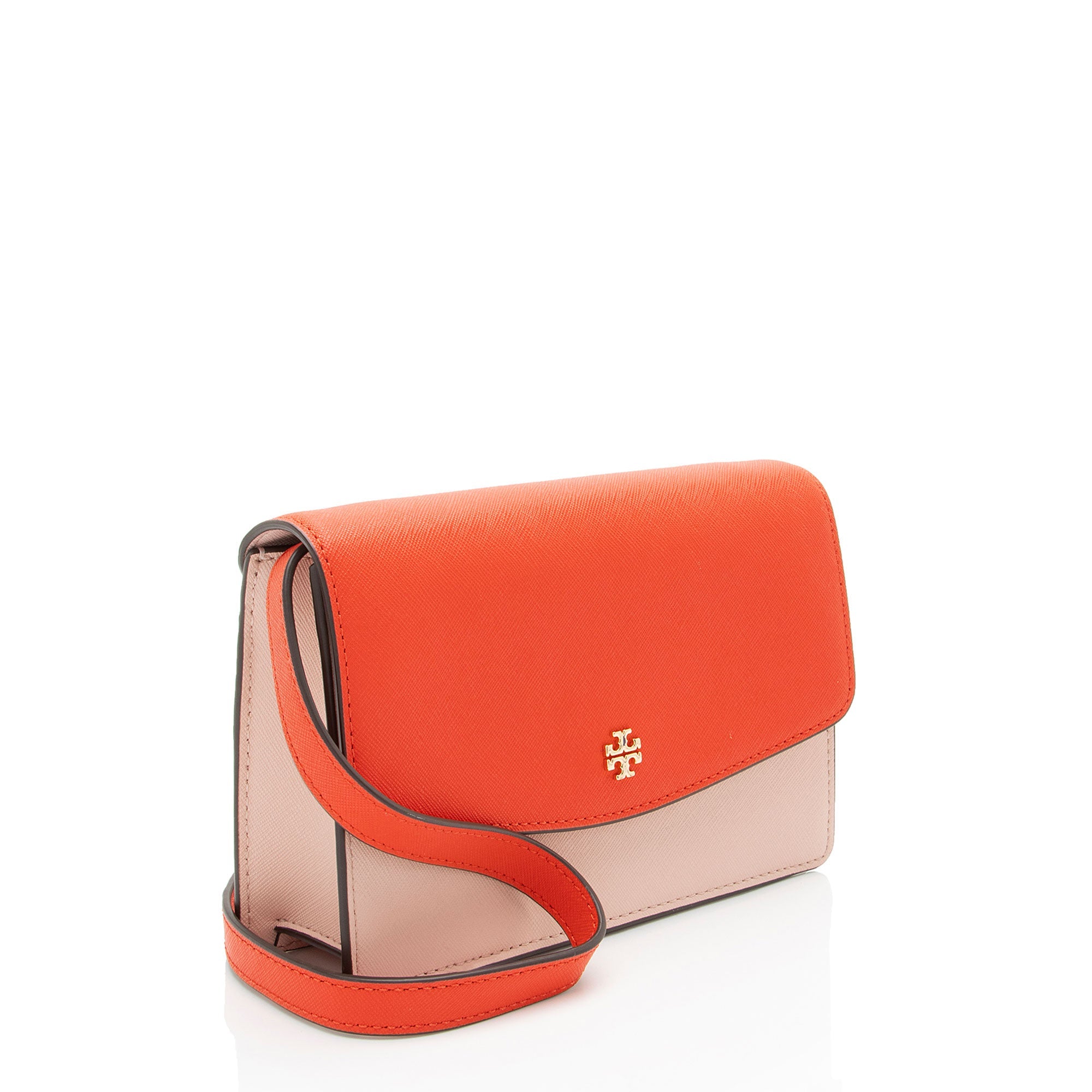 Tory Burch Saffiano Leather Color Block Emerson Shoulder Bag