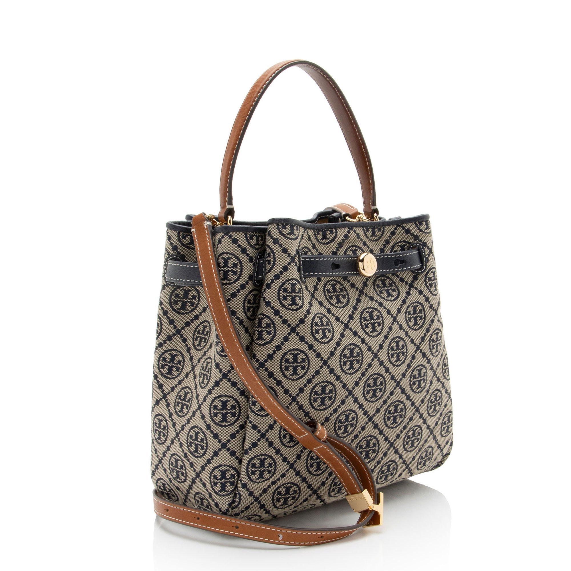 Tory Burch T Monogram Canvas Romy Bucket Bag