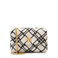 Tory Burch Woven Canvas Leather Kira Small Shoulder Bag