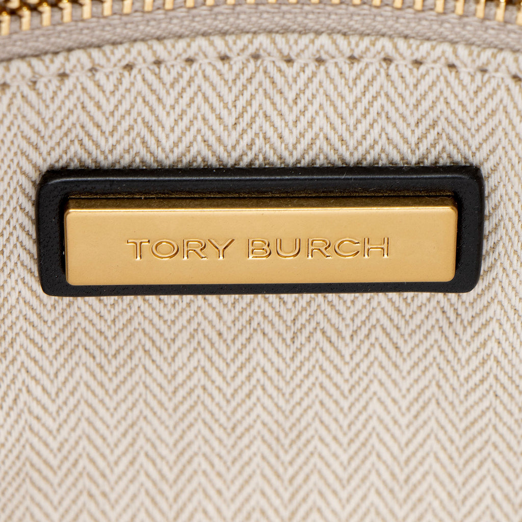 Tory Burch Woven Canvas Leather Kira Small Shoulder Bag