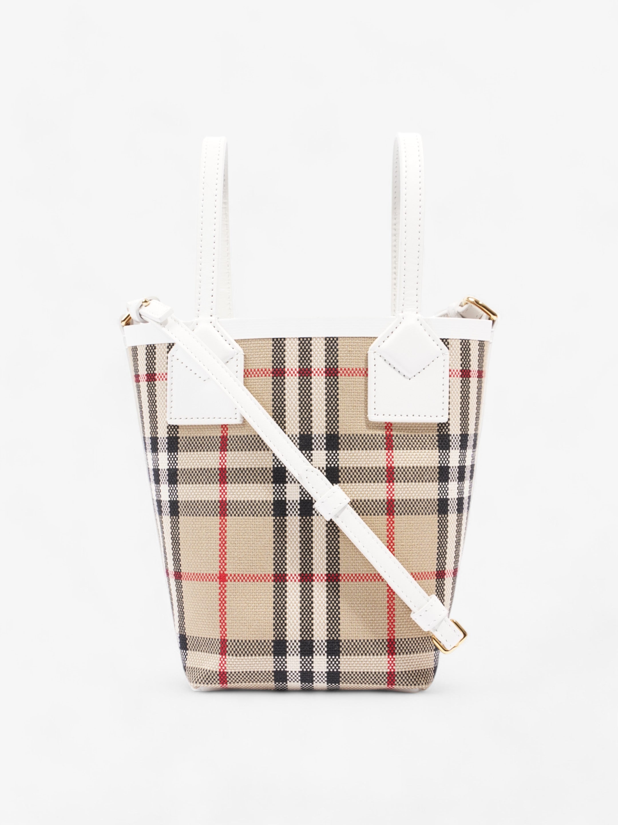 Burberry London Tote Archive Beige / White Cotton Mini