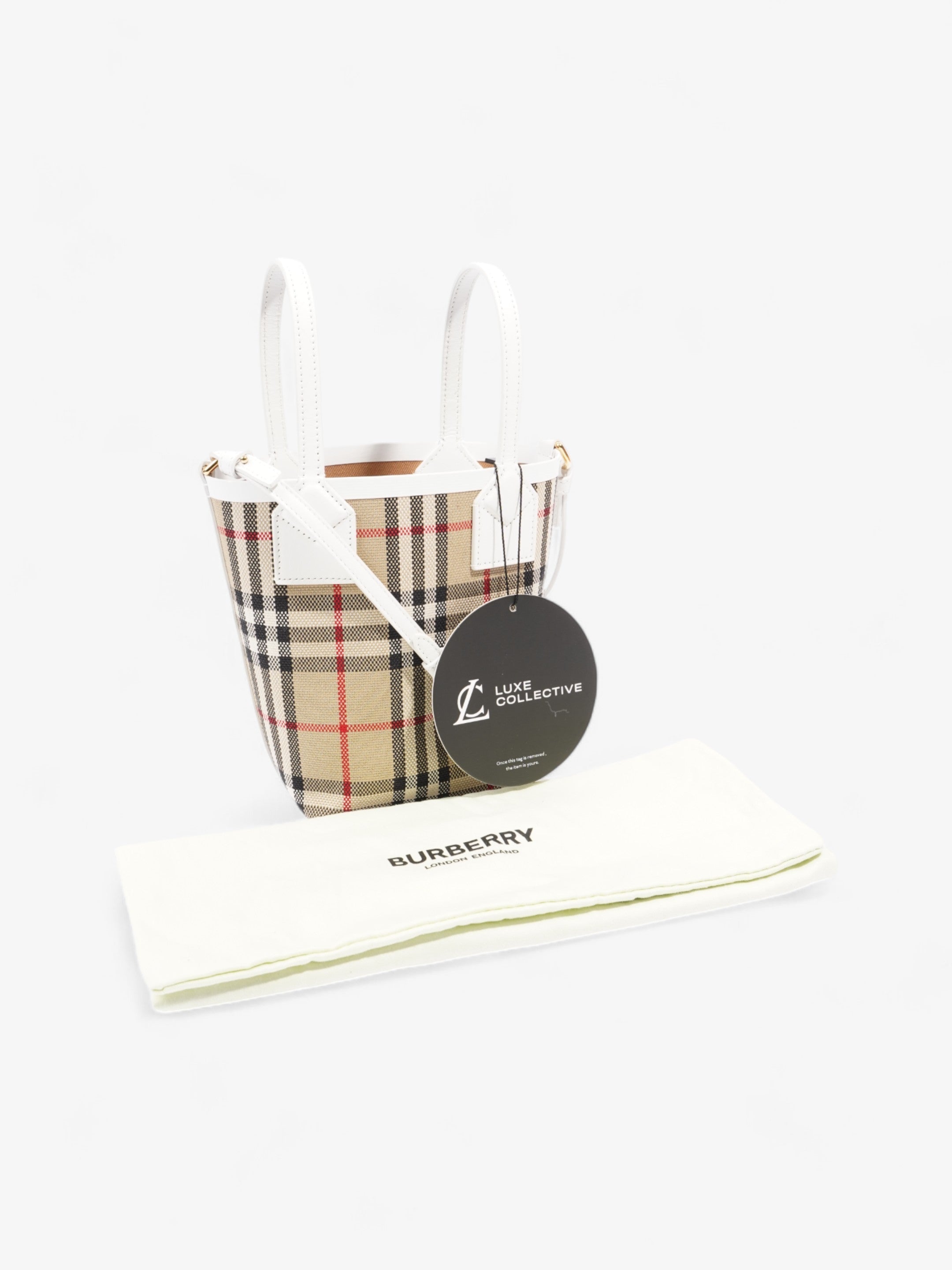 Burberry London Tote Archive Beige / White Cotton Mini
