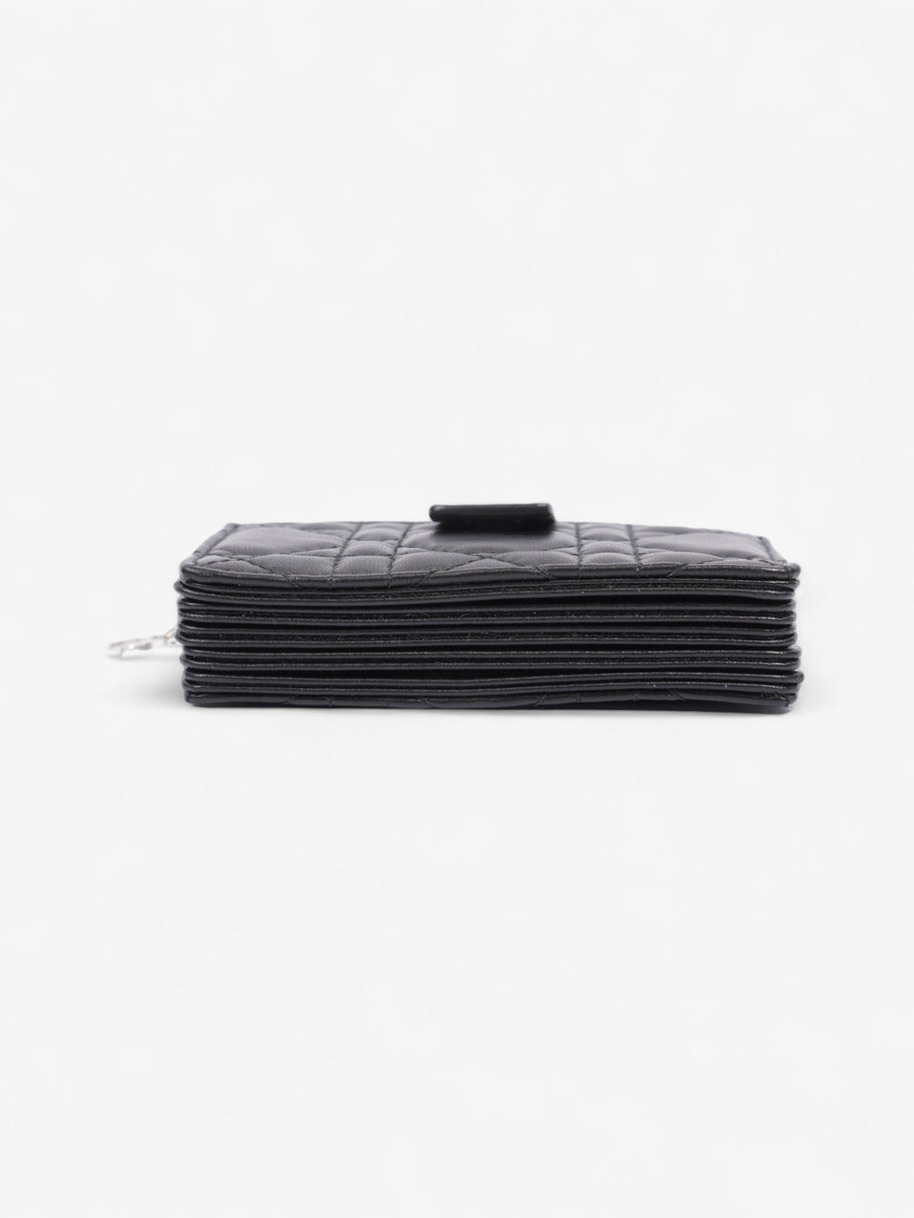 Christian Dior Lady Dior Jasmine Card Holder Black / Silver Lambskin Leather