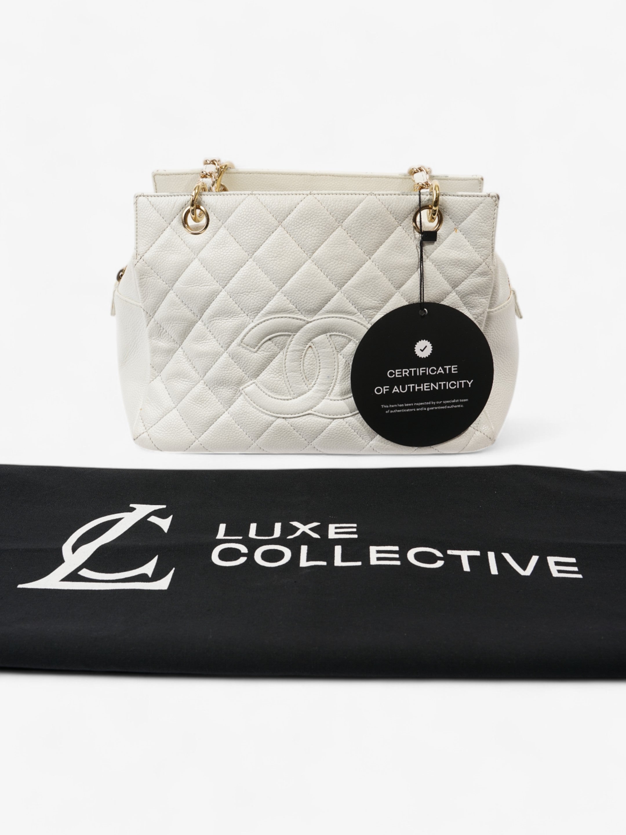 Chanel Timeless Tote White Caviar Leather Petite