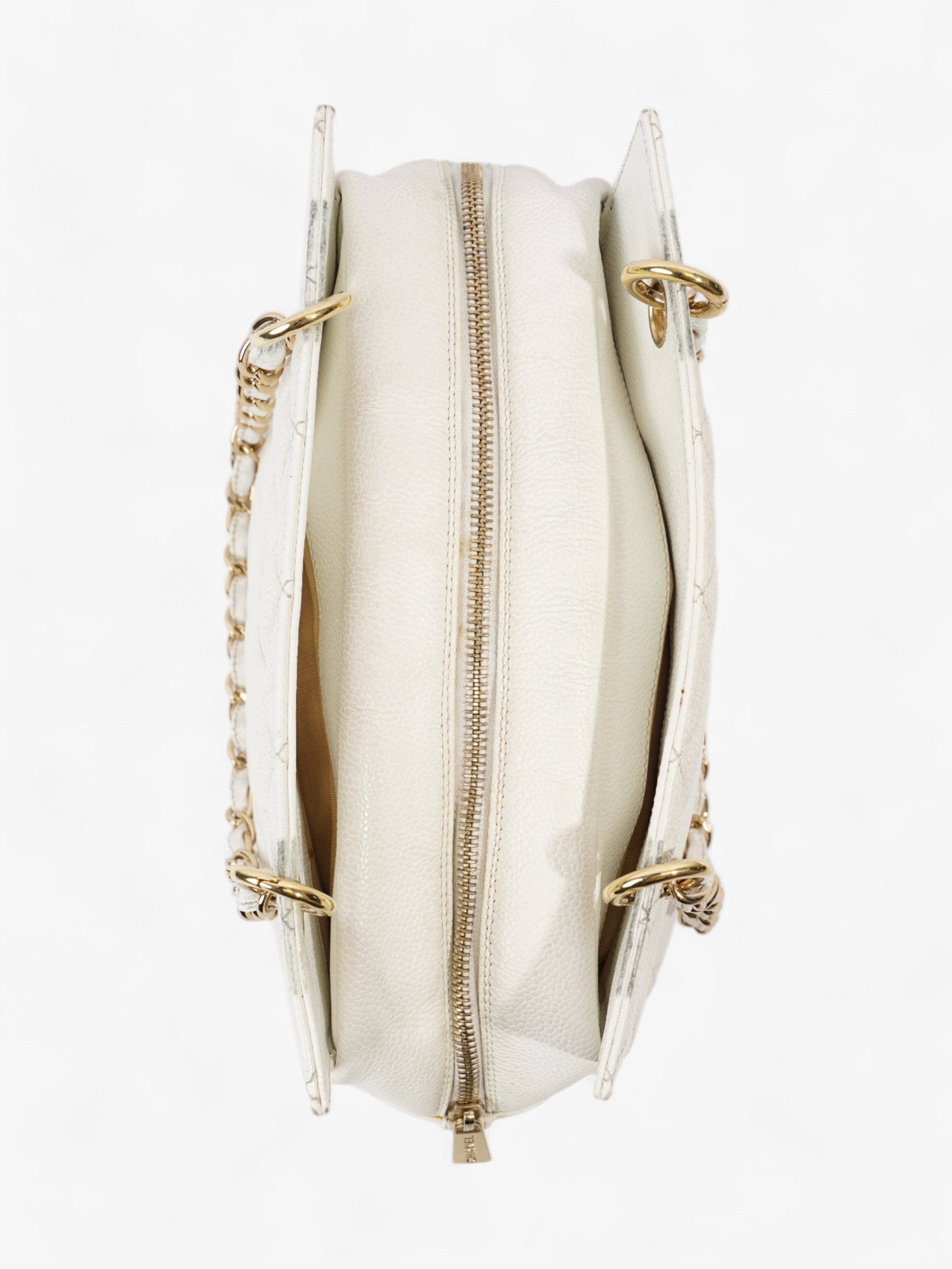 Chanel Timeless Tote White Caviar Leather Petite