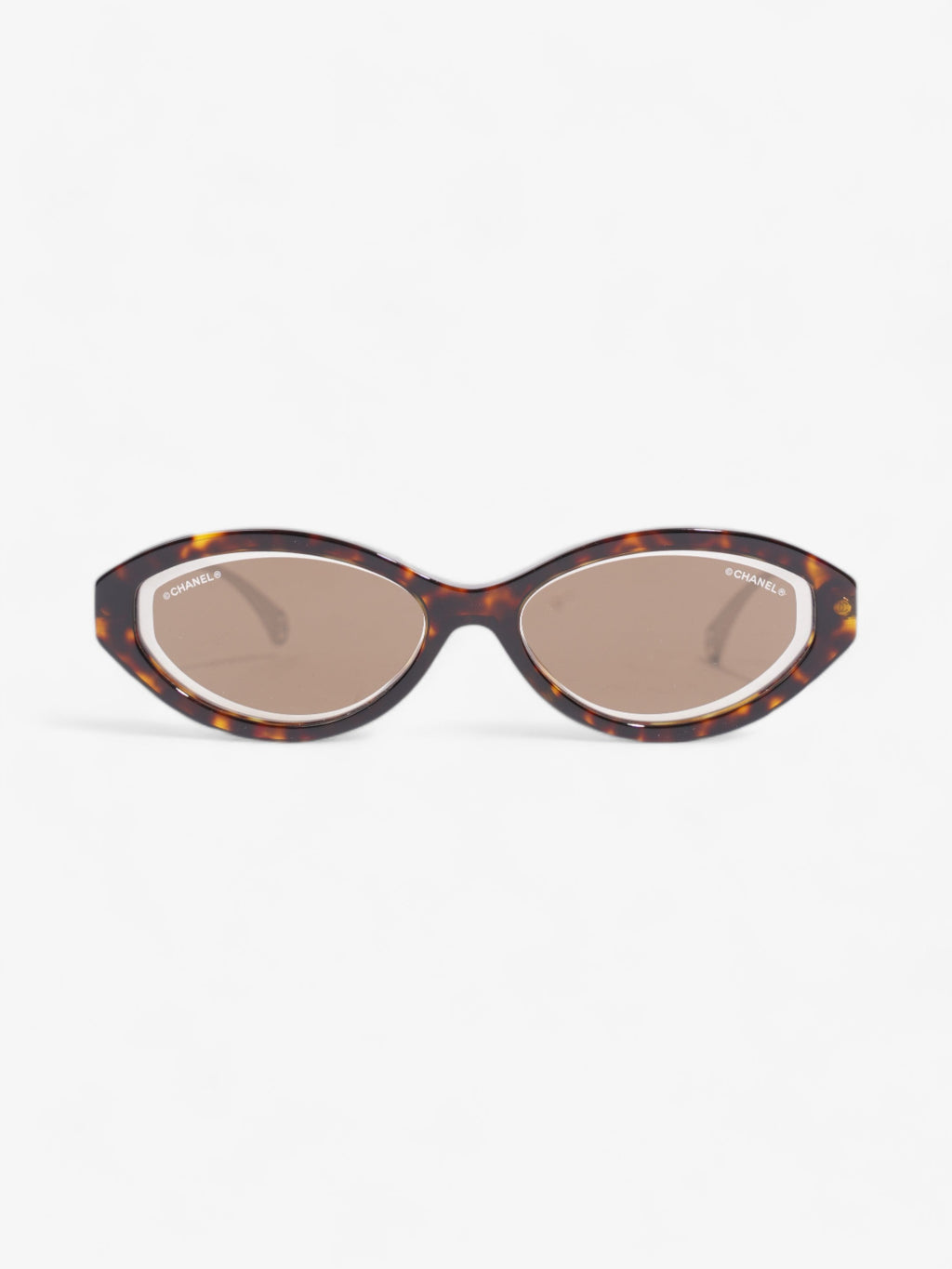 Chanel Oval Sunglasses Dark Tortoise Acetate 140mm