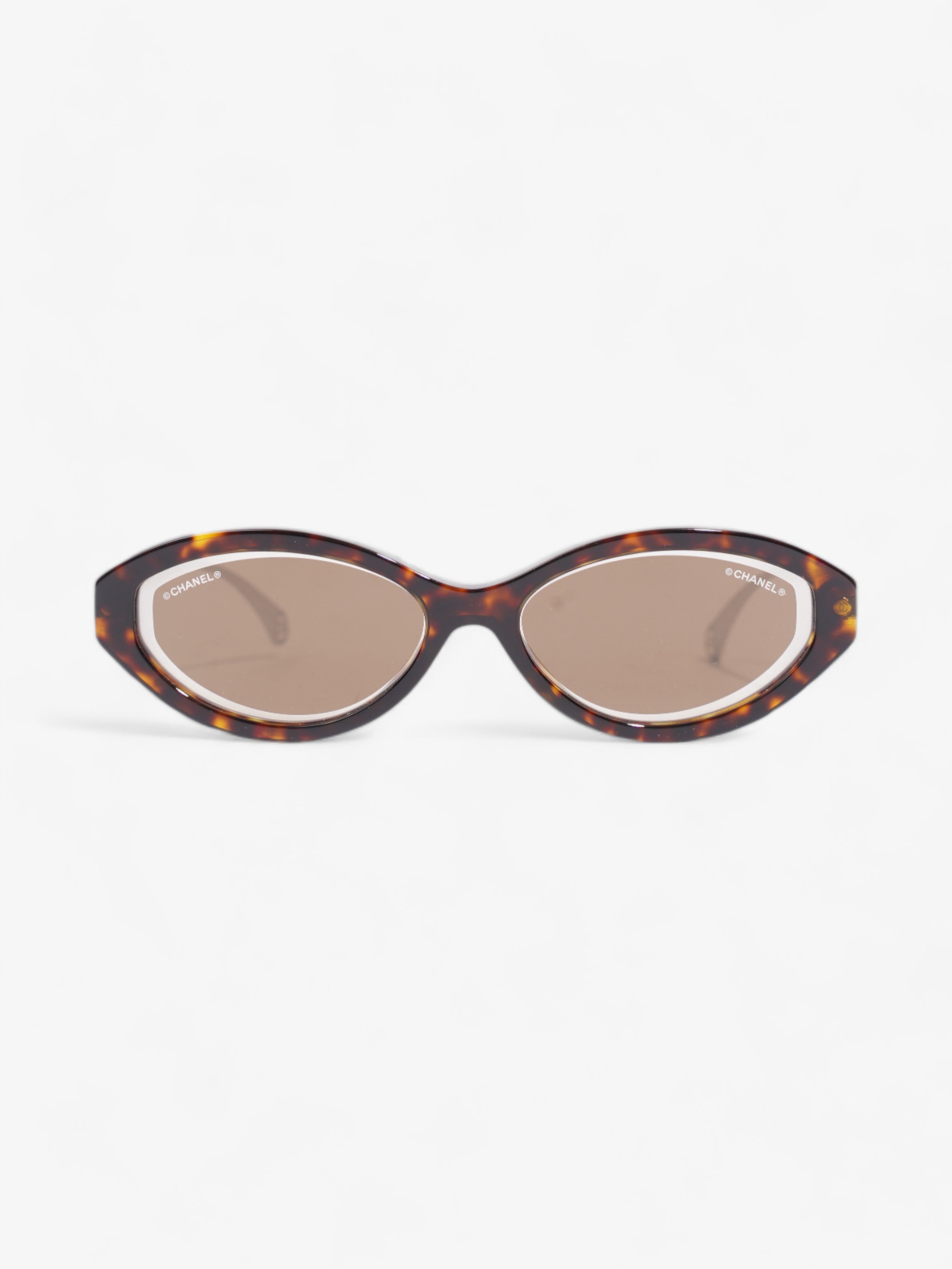 Chanel Oval Sunglasses Dark Tortoise Acetate 140mm