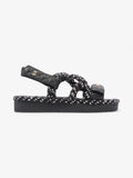 Chanel Cord Logo Sandals Black / White / Gold Lambskin Leather EU 36 UK 3
