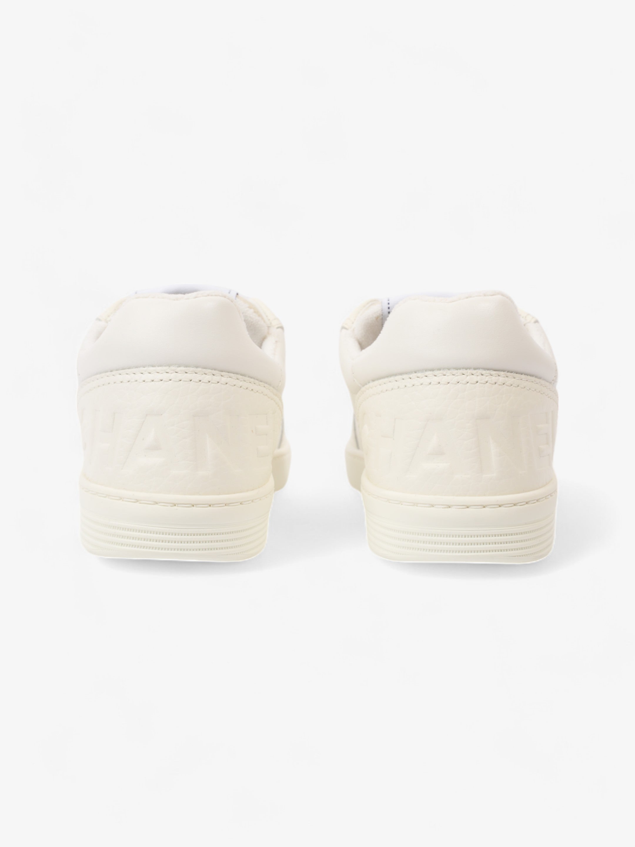 Chanel Perforated Low Top Sneakers White Leather EU 37 UK 4