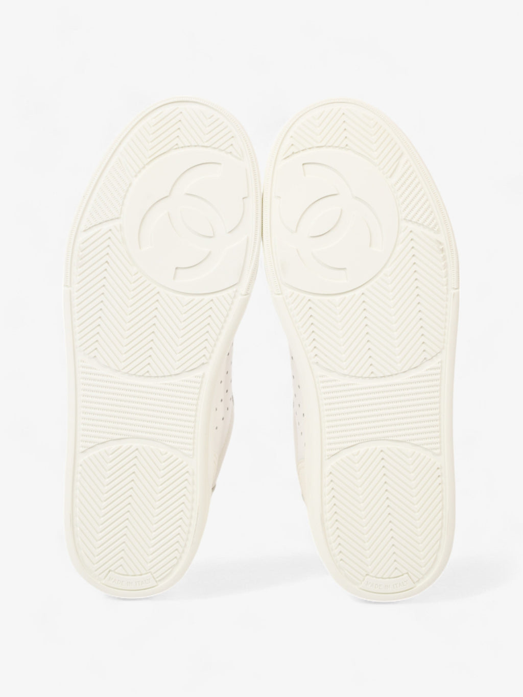 Chanel Perforated Low Top Sneakers White Leather EU 37 UK 4