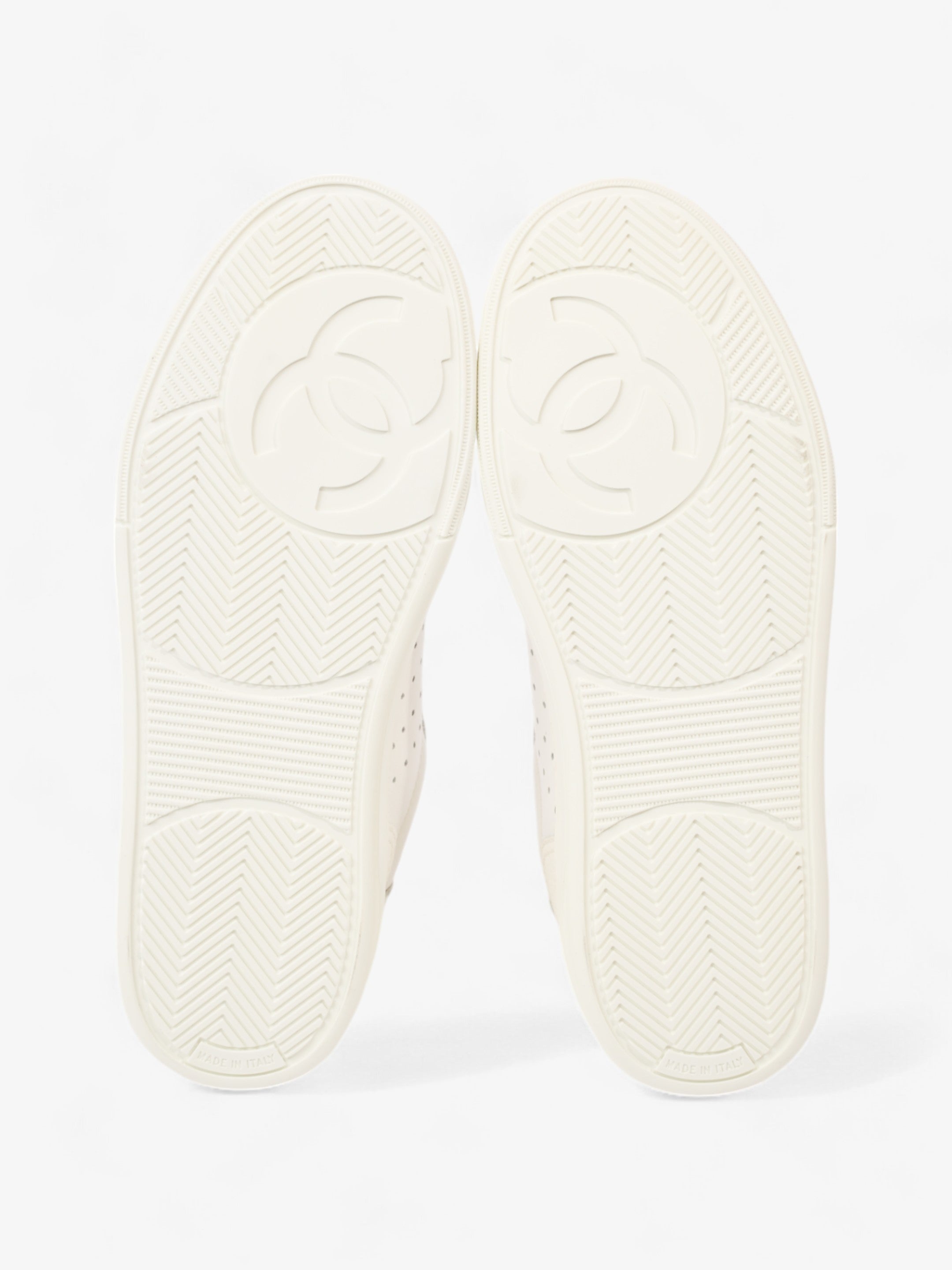 Chanel Perforated Low Top Sneakers White Leather EU 37 UK 4