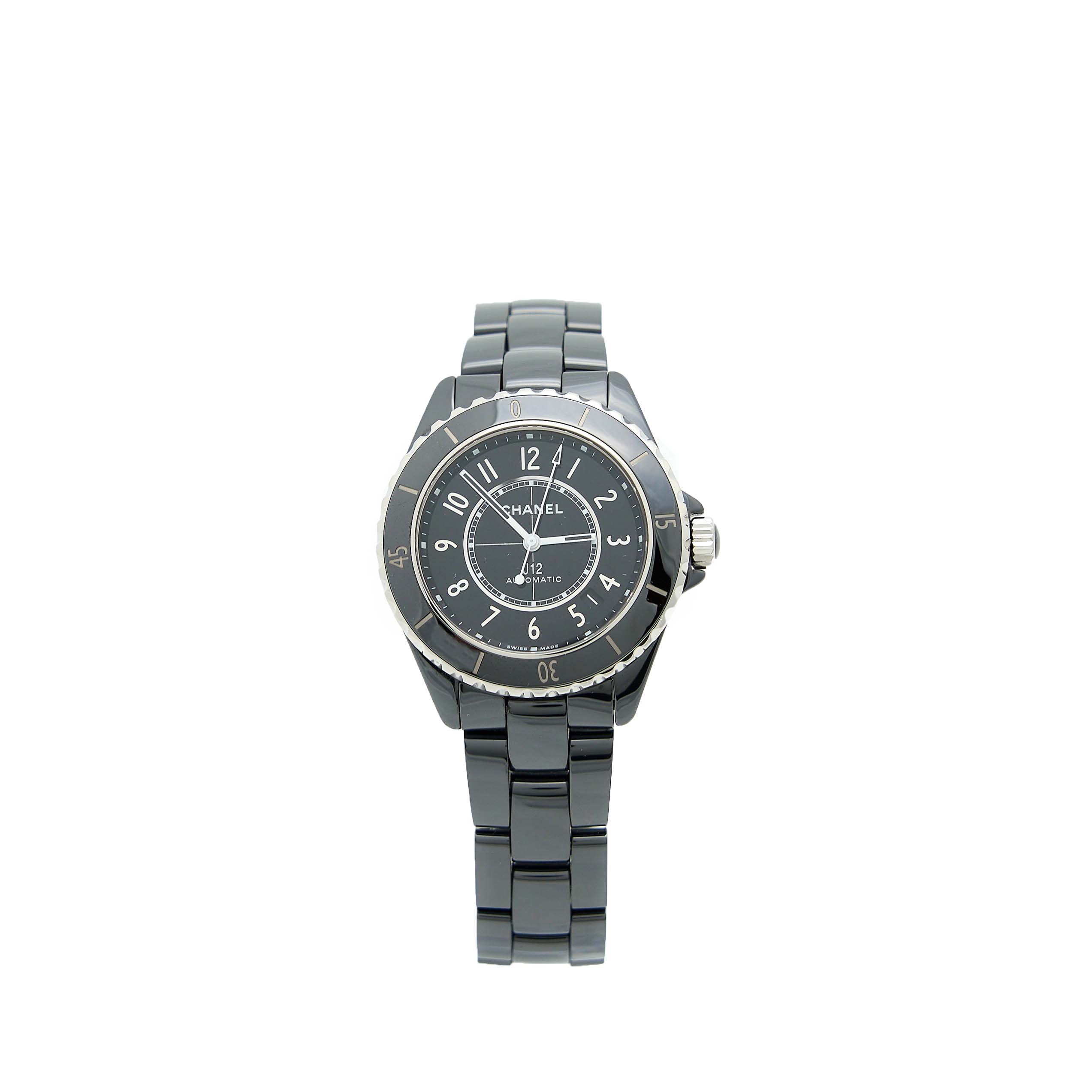 Chanel J12 Watch Calibre 12.1 38MM Black Ceramic/Steel Black Dial H5697
