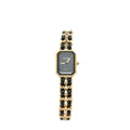 Chanel Size XL Premiere Edition Originale Watch Leather Chain Black Dial H6951