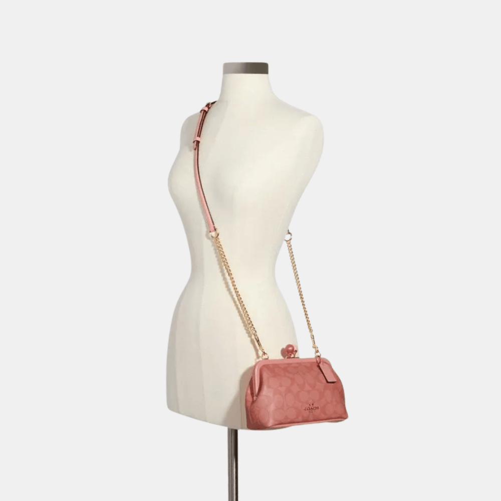 Coach Nora Kisslock Crossbody In Signature Canvas (Candy Pink)