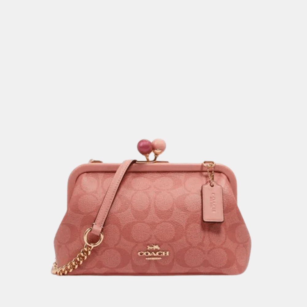Coach Nora Kisslock Crossbody In Signature Canvas (Candy Pink)