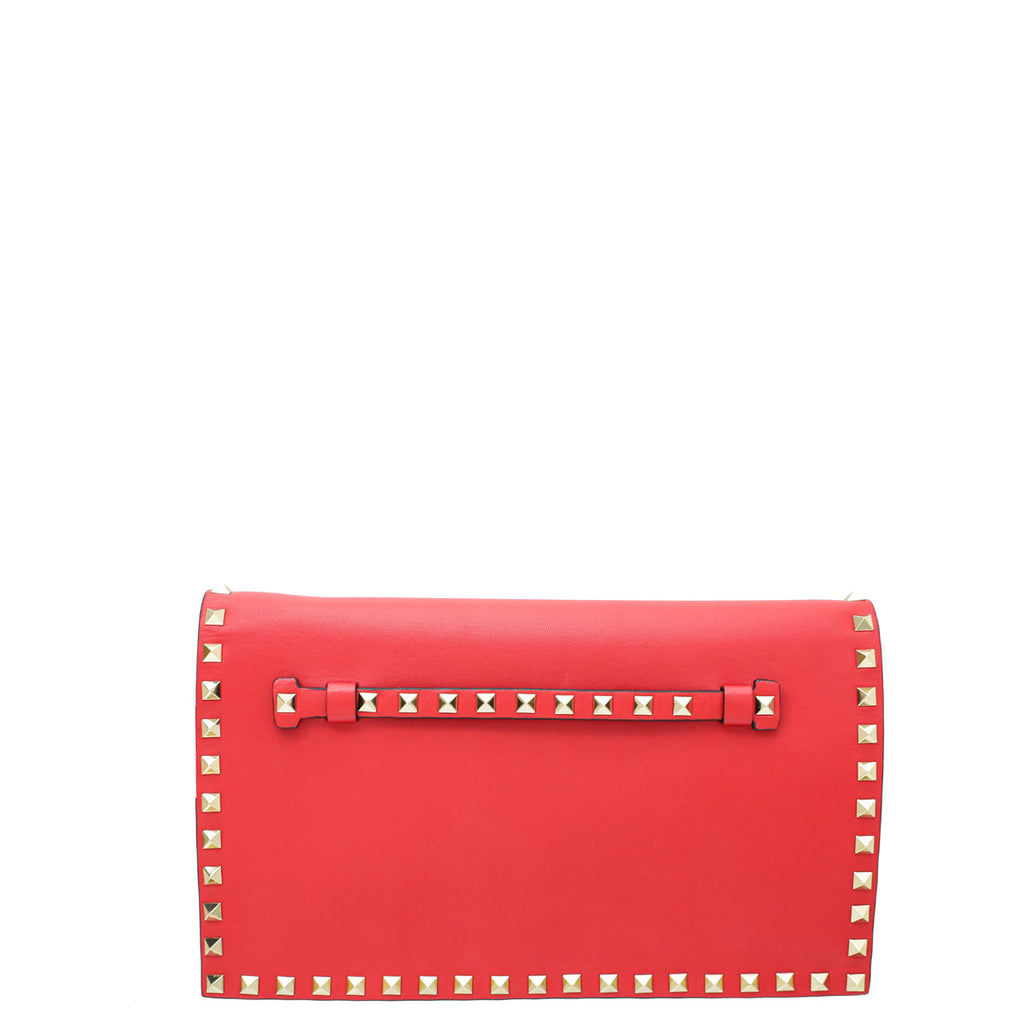 Valentino Red Rockstud Wristlet Clutch