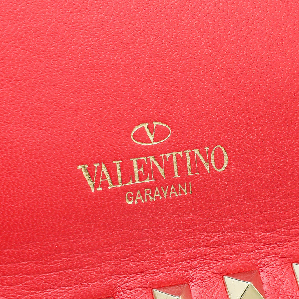 Valentino Red Rockstud Wristlet Clutch