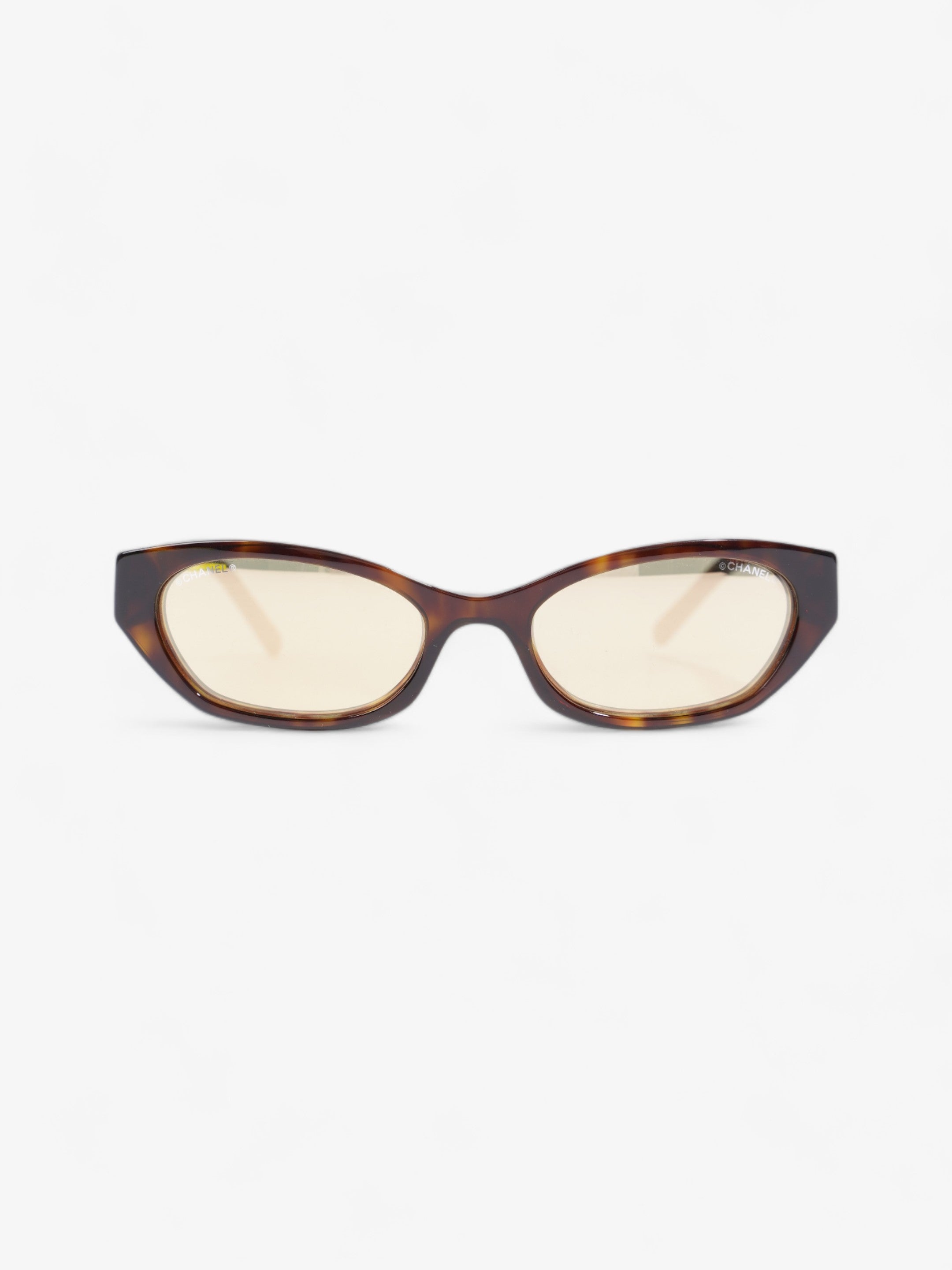 Chanel Small Rectangle Sunglasses Brown  / Gold Acetate 135mm