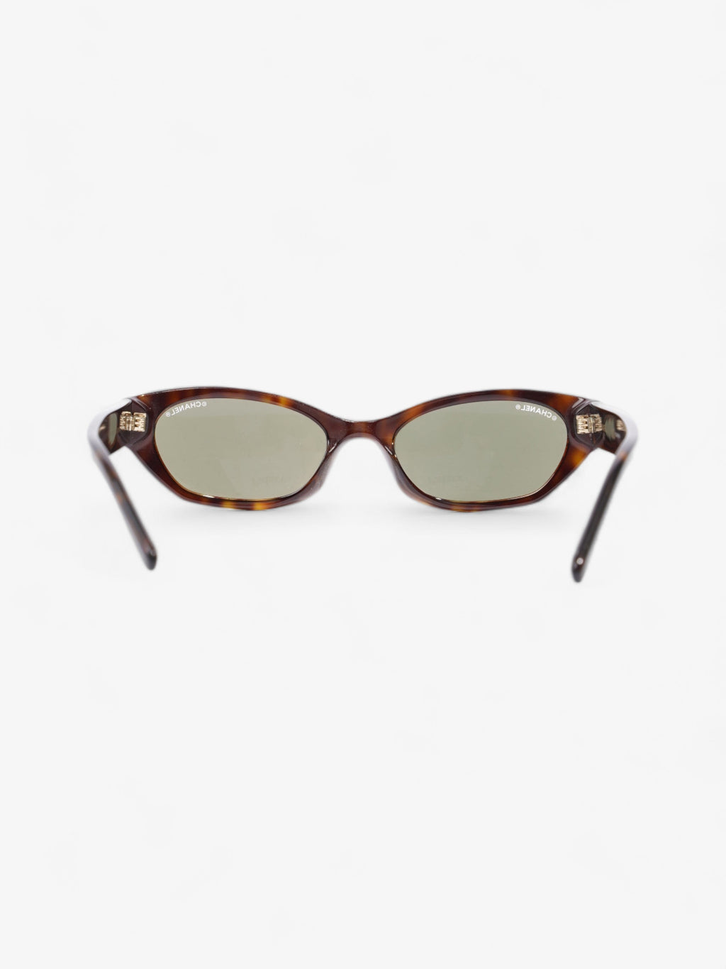 Chanel Small Rectangle Sunglasses Brown  / Gold Acetate 135mm