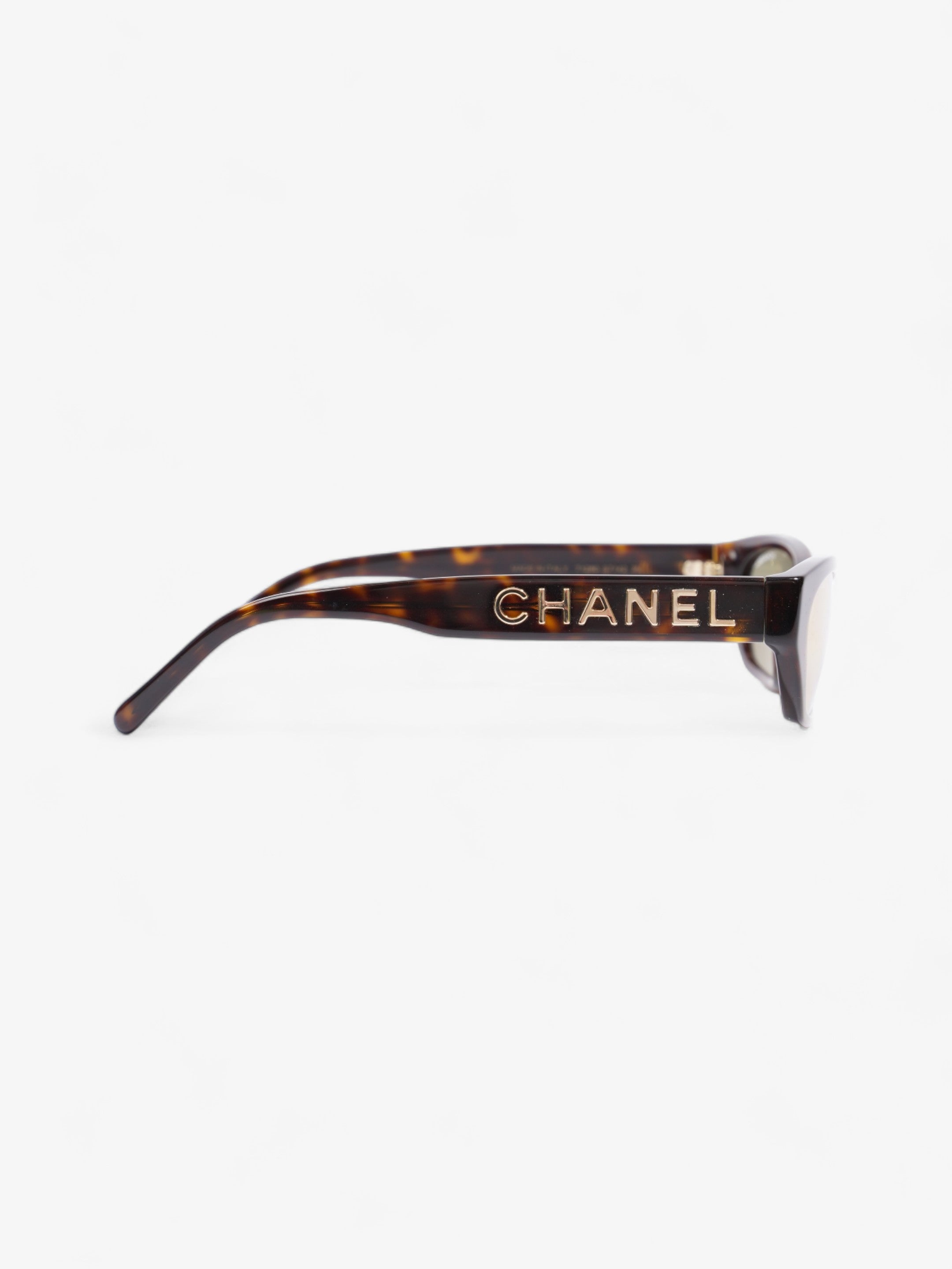 Chanel Small Rectangle Sunglasses Brown  / Gold Acetate 135mm