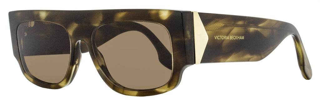Victoria Beckham V Plaque Sunglasses VB666S 321 Kakhi Horn 55mm Kakhi Horn