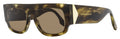 Victoria Beckham V Plaque Sunglasses VB666S 321 Kakhi Horn 55mm Kakhi Horn