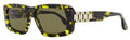 Victoria Beckham Chain Rectangular Sunglasses VB669S 012 Yellow Havana 55mm Yellow Havana