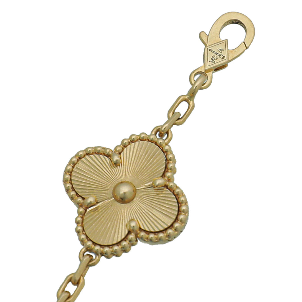 Van Cleef & Arpels 18K Yellow Gold Vintage Alhambra 5 Motifs Bracelet