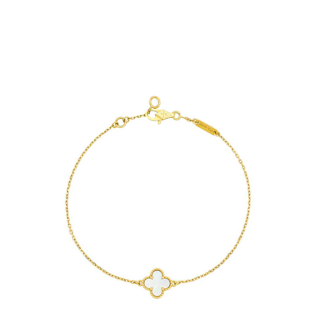 Van Cleef & Arpels 18K Yellow Gold Sweet Alhambra MOP Bracelet