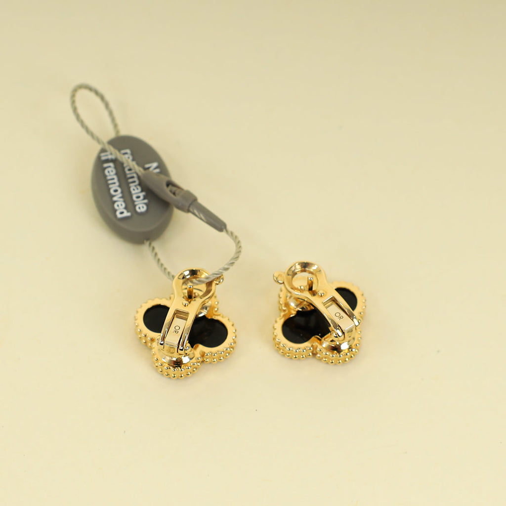Van Cleef & Arpels 18K Yellow Gold Vintage Alhambra Earrings