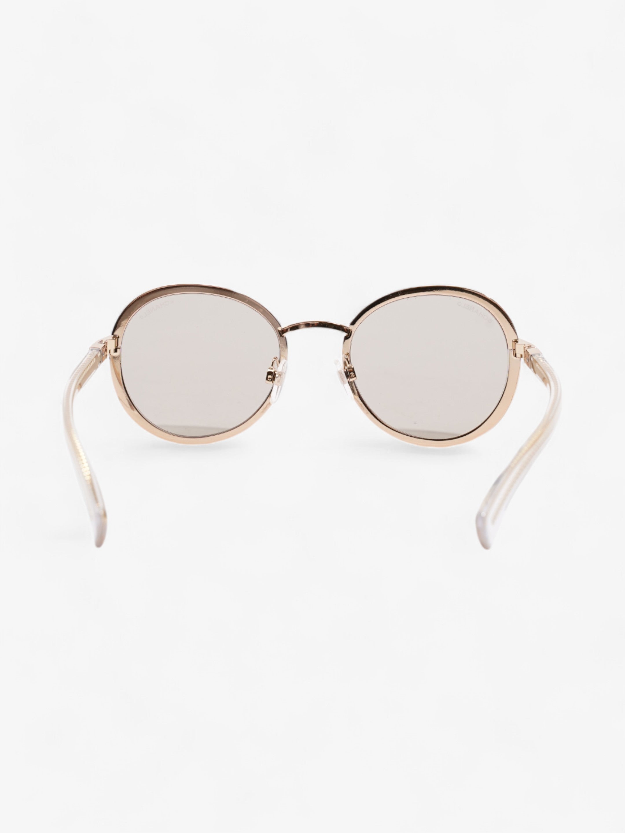 Chanel Round Sunglasses Gold Acetate 125mm