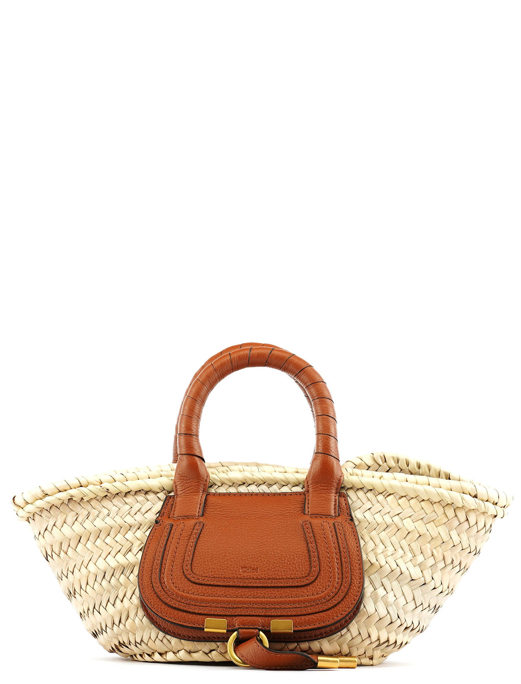 Beige Woven Raffia Marcie Basket Bag