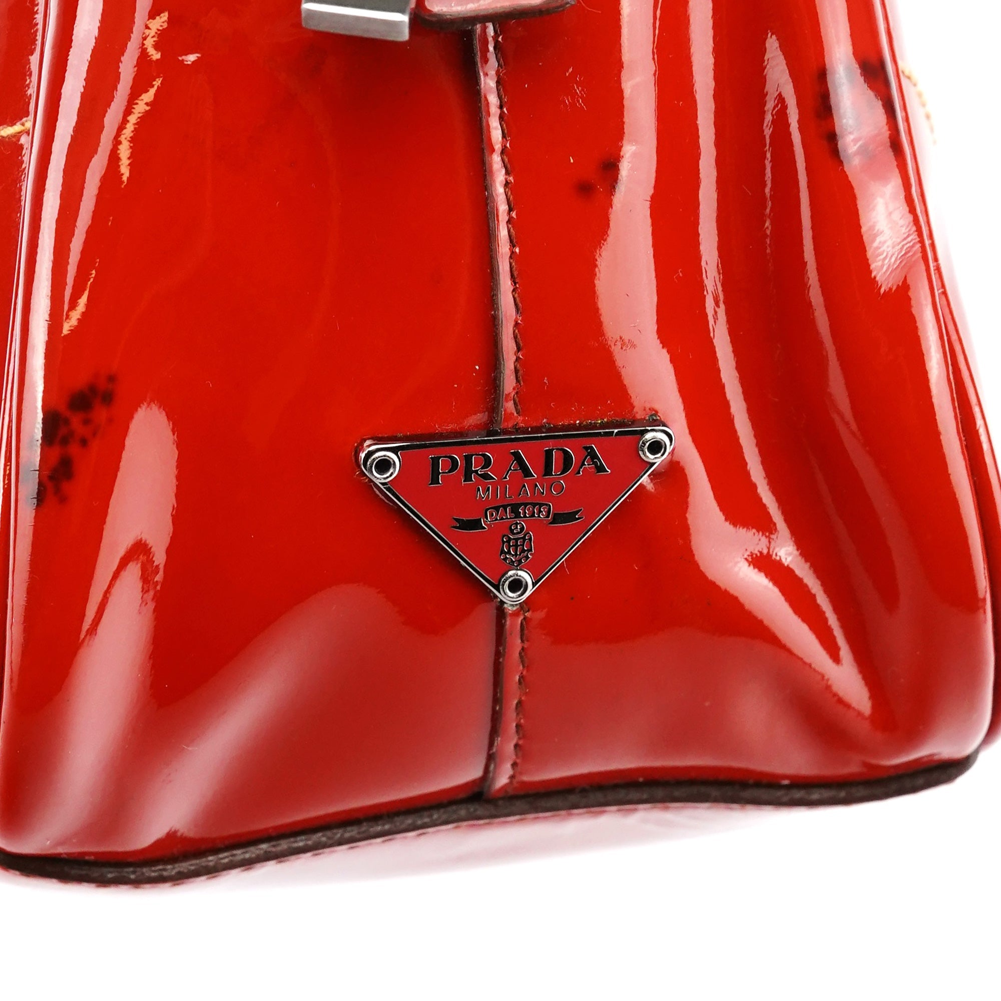 Red Spazzolato Leather Mini Bowling Bag
