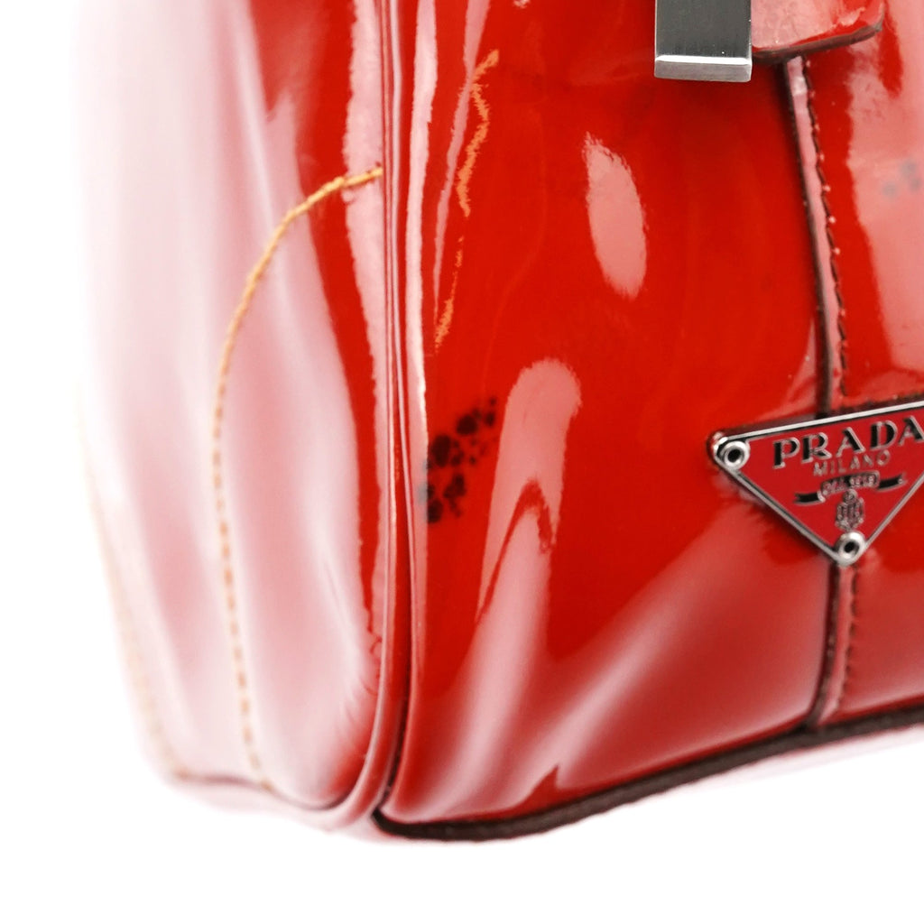 Red Spazzolato Leather Mini Bowling Bag