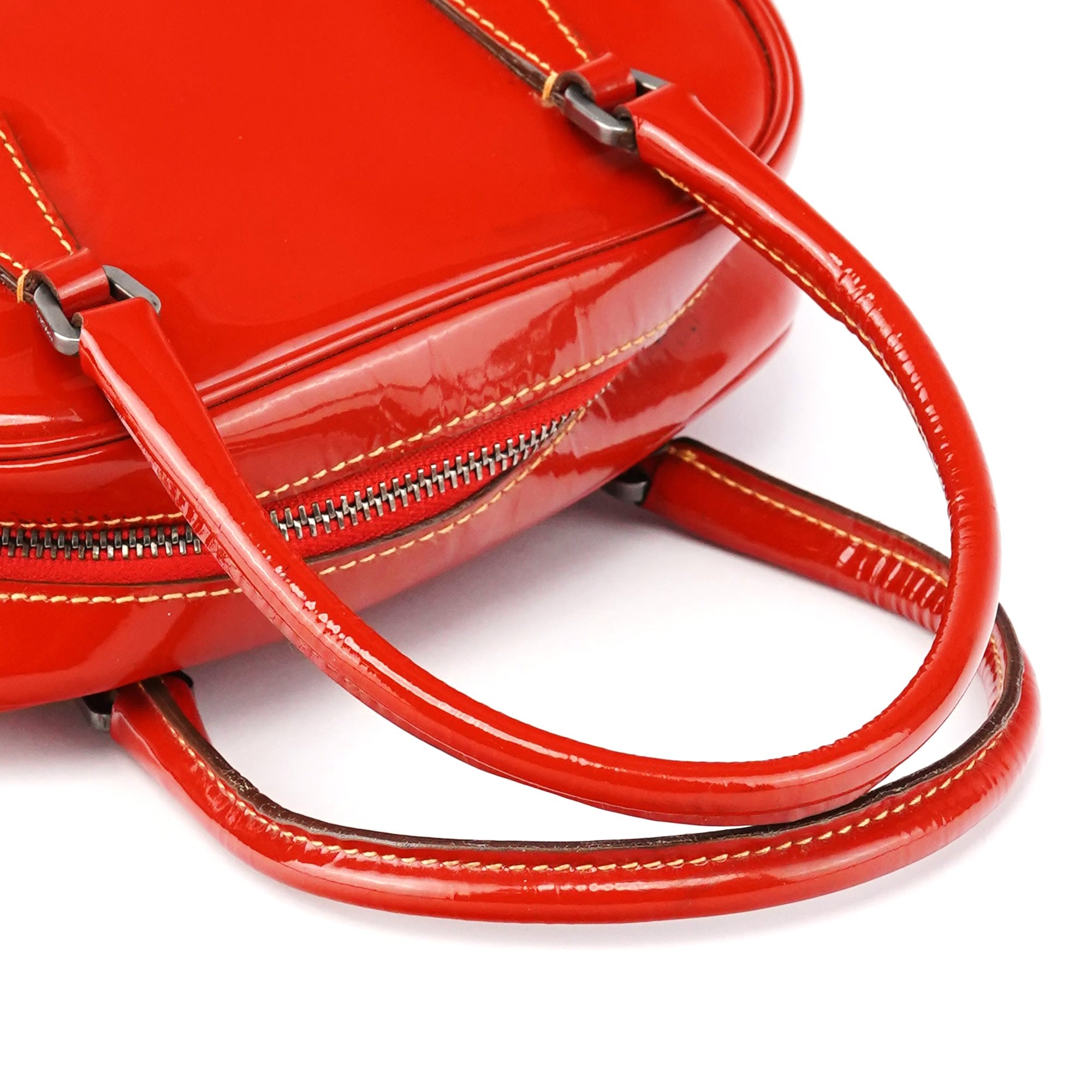 Red Spazzolato Leather Mini Bowling Bag