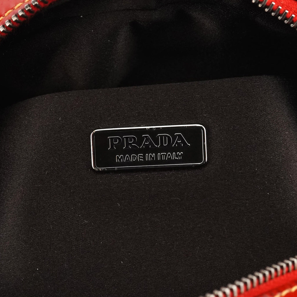 Red Spazzolato Leather Mini Bowling Bag