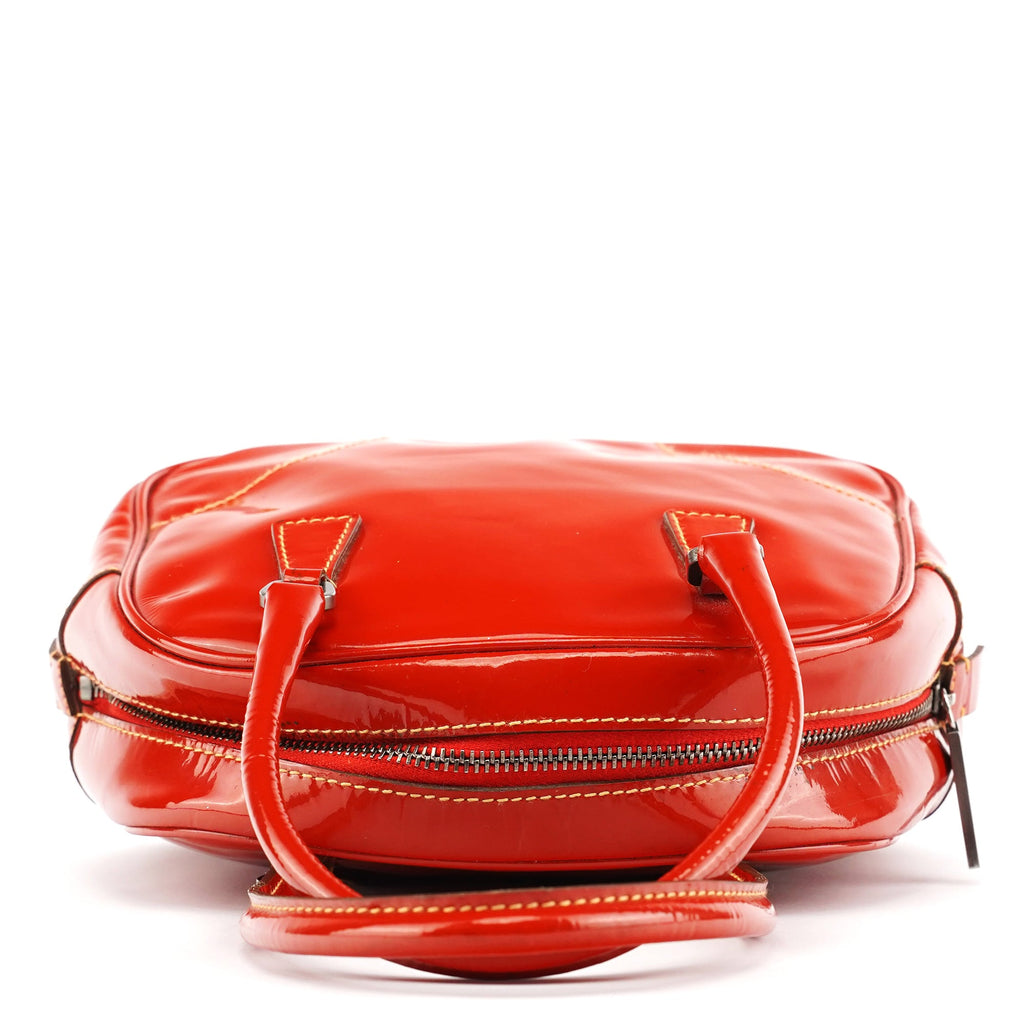 Red Spazzolato Leather Mini Bowling Bag