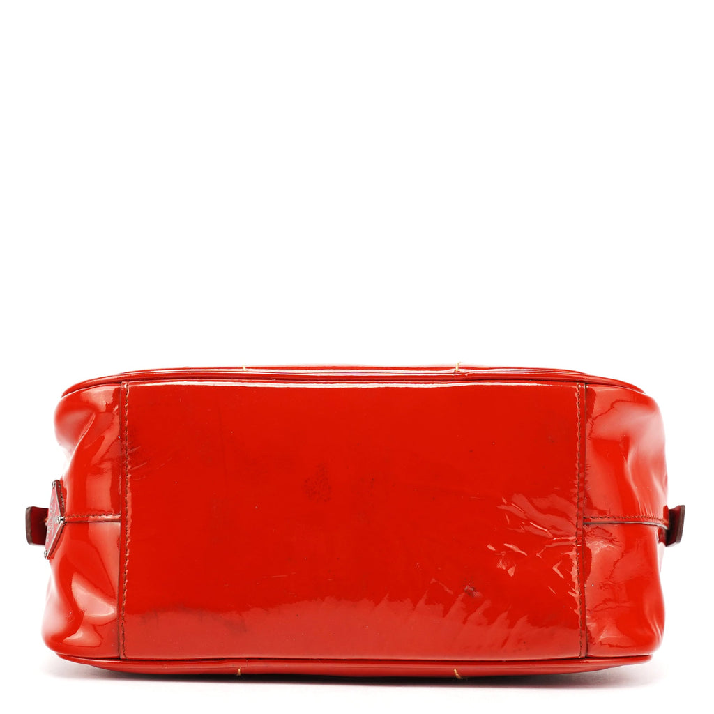 Red Spazzolato Leather Mini Bowling Bag
