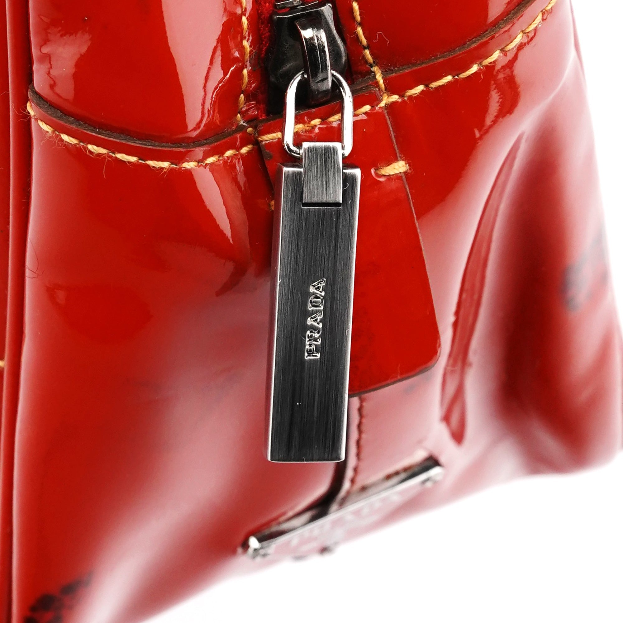Red Spazzolato Leather Mini Bowling Bag