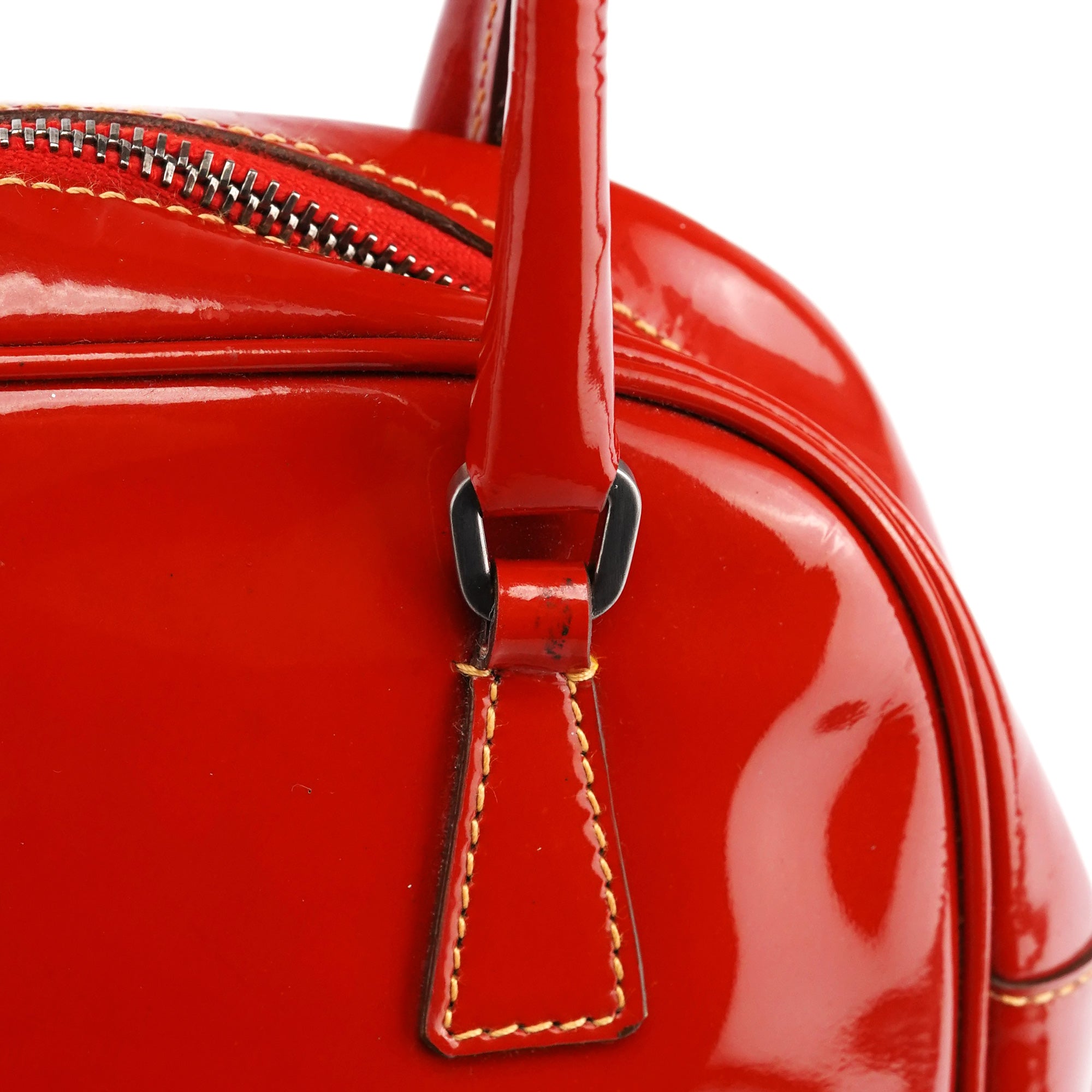Red Spazzolato Leather Mini Bowling Bag