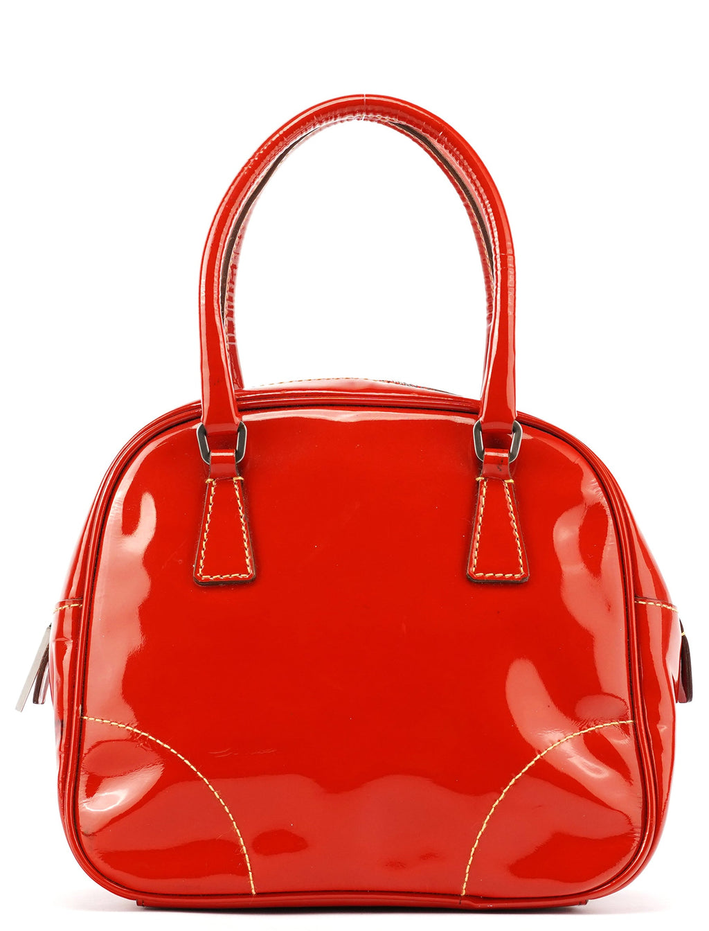 Red Spazzolato Leather Mini Bowling Bag