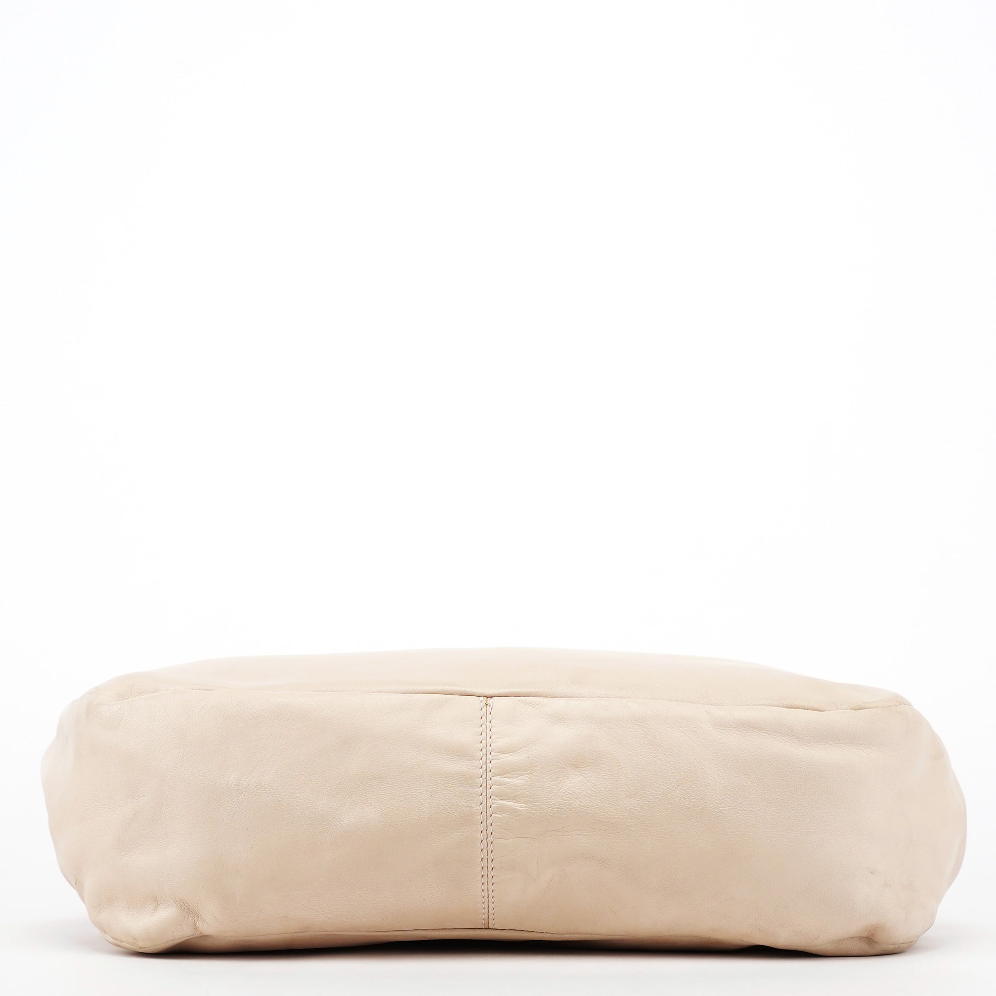 Cream Leather Embroidered Embwellished Hobo Bag