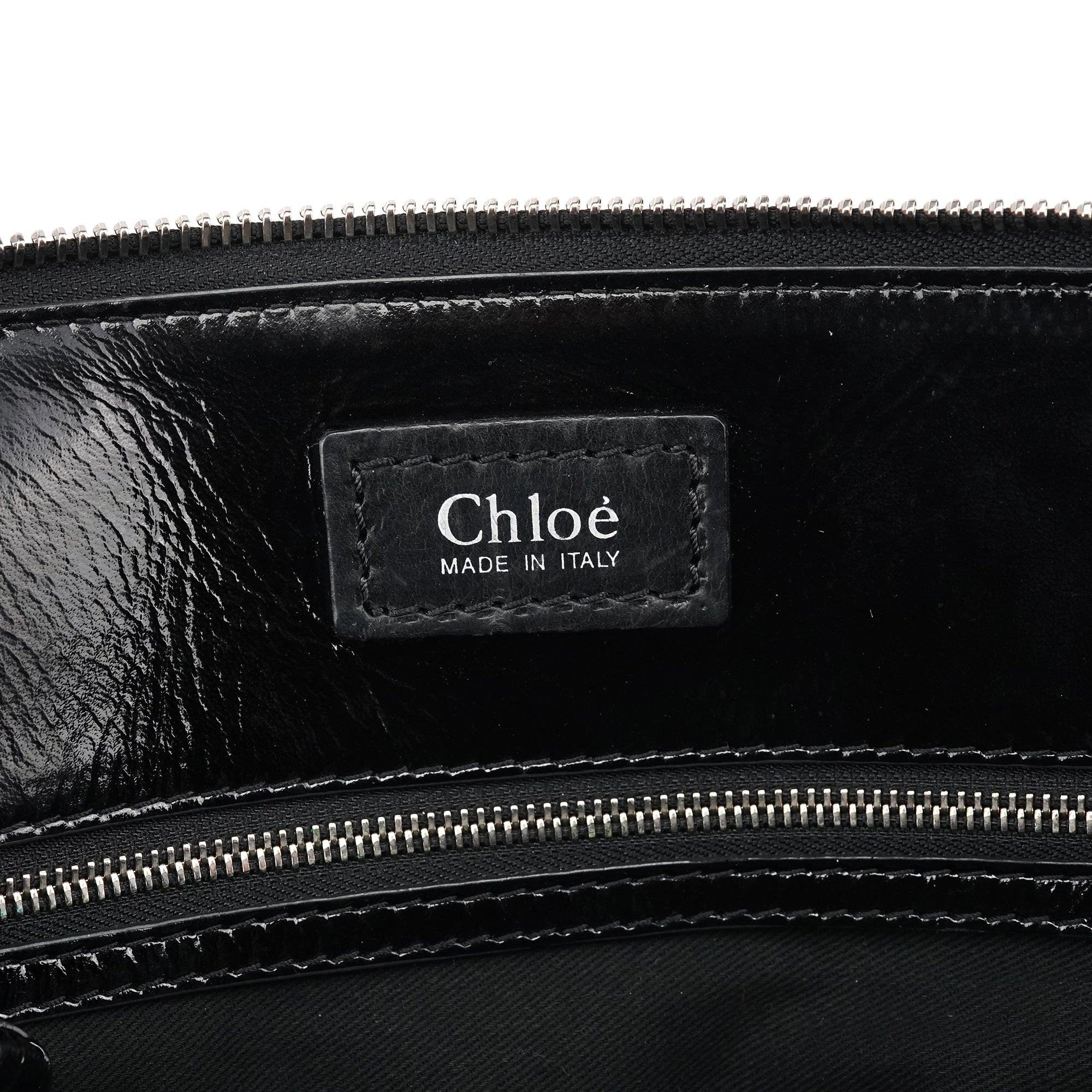 Black Quilted Patent Leather Heloise Tote Bag