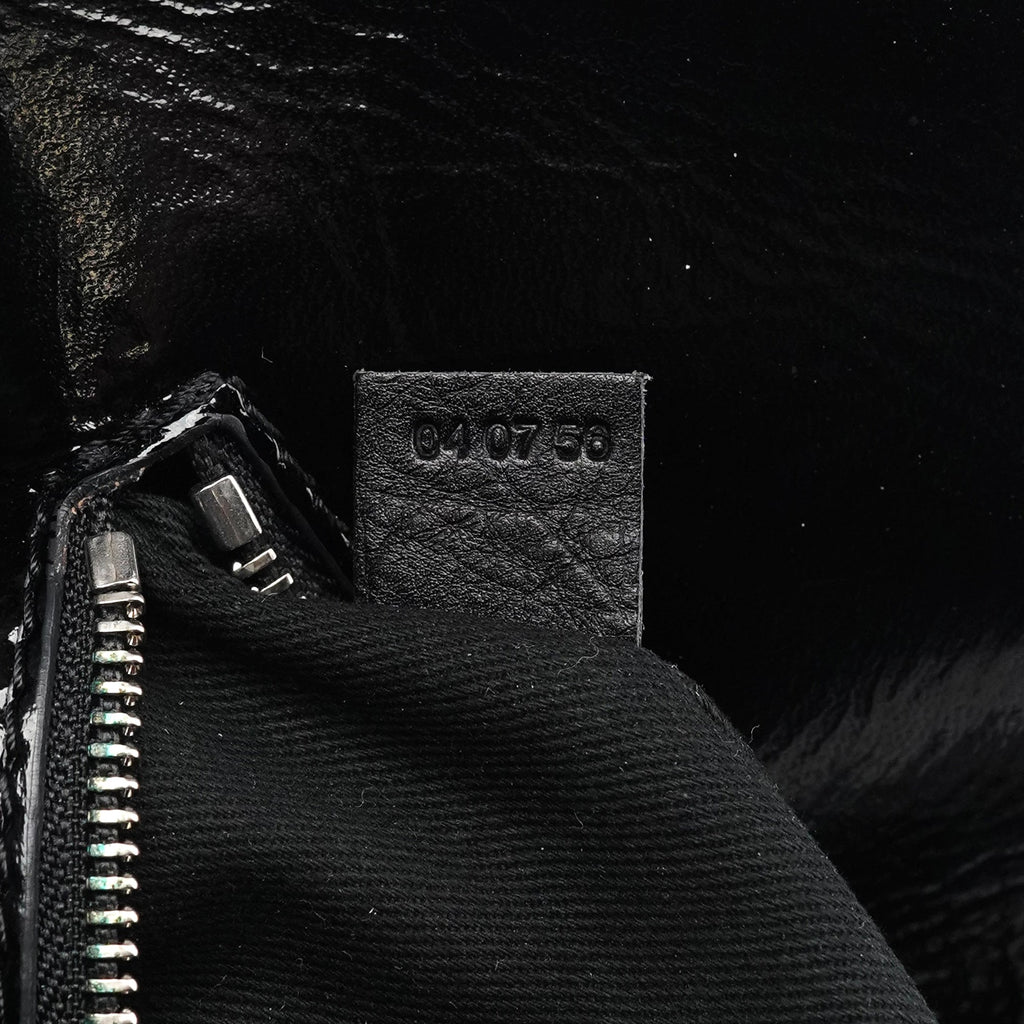 Black Quilted Patent Leather Heloise Tote Bag