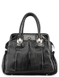 Black Quilted Patent Leather Heloise Tote Bag