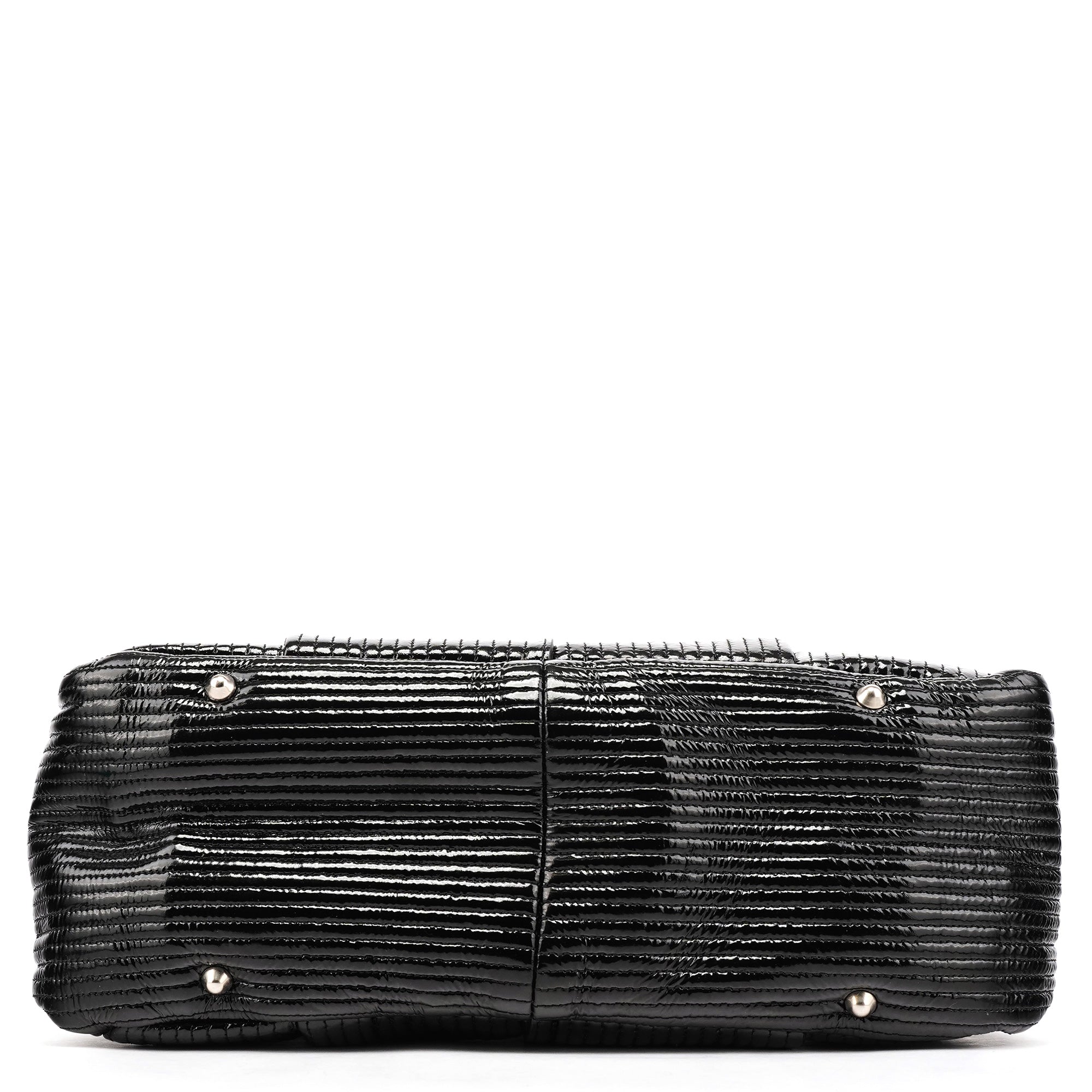 Black Quilted Patent Leather Heloise Tote Bag