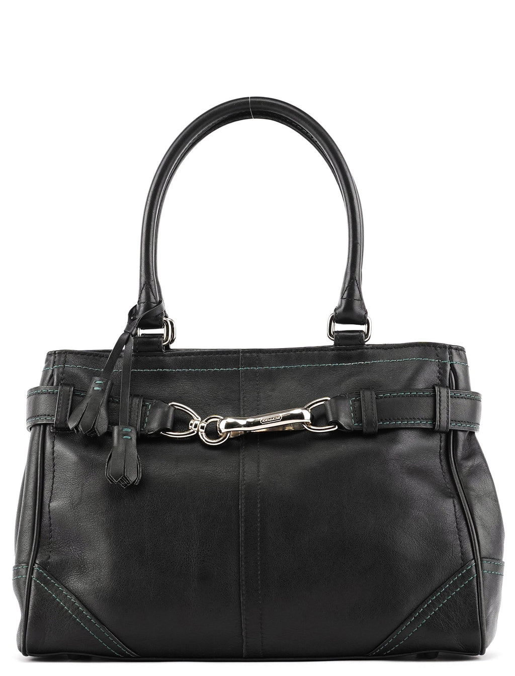 F08A70 Black Leather Hamptons Tote Bag