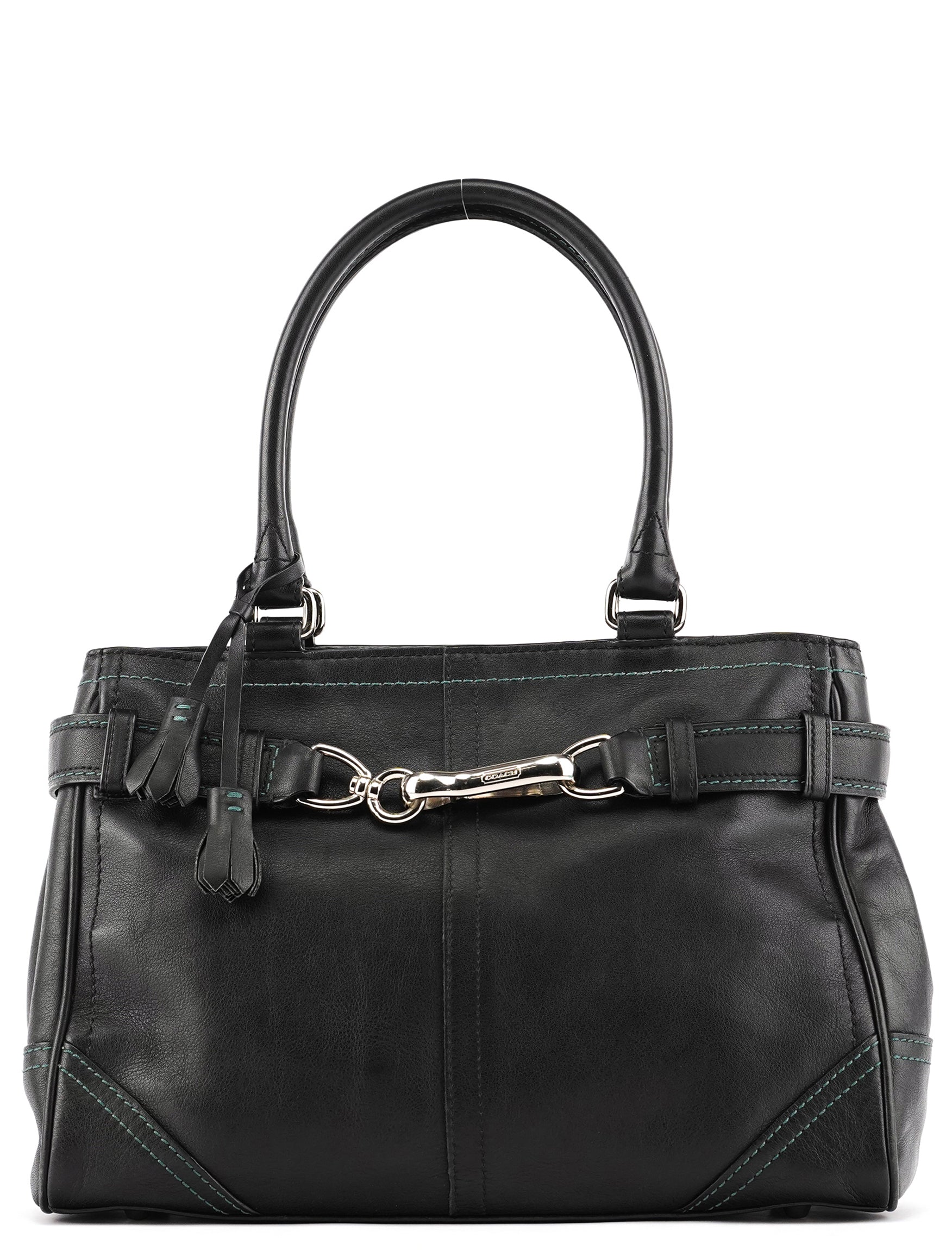 F08A70 Black Leather Hamptons Tote Bag