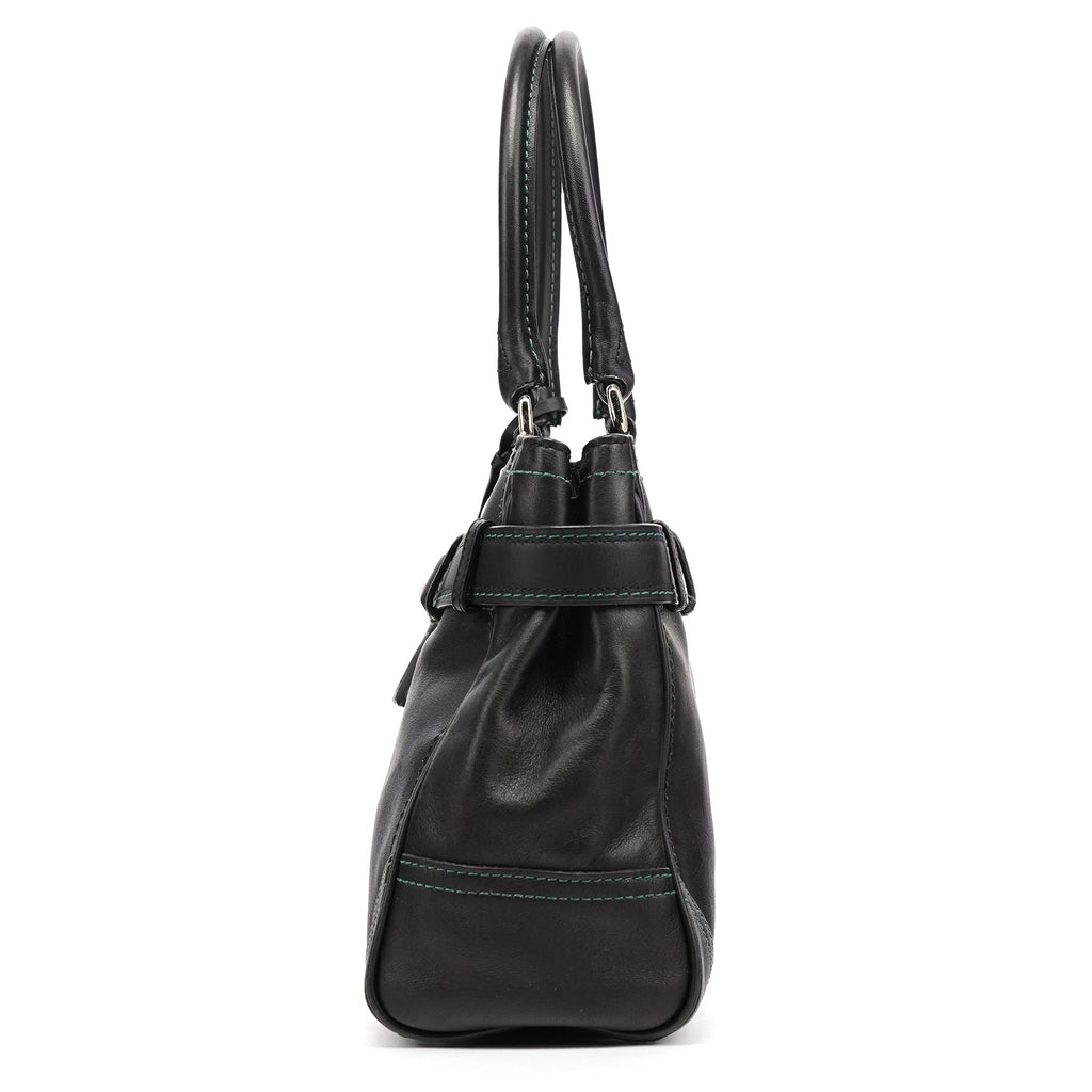 F08A70 Black Leather Hamptons Tote Bag