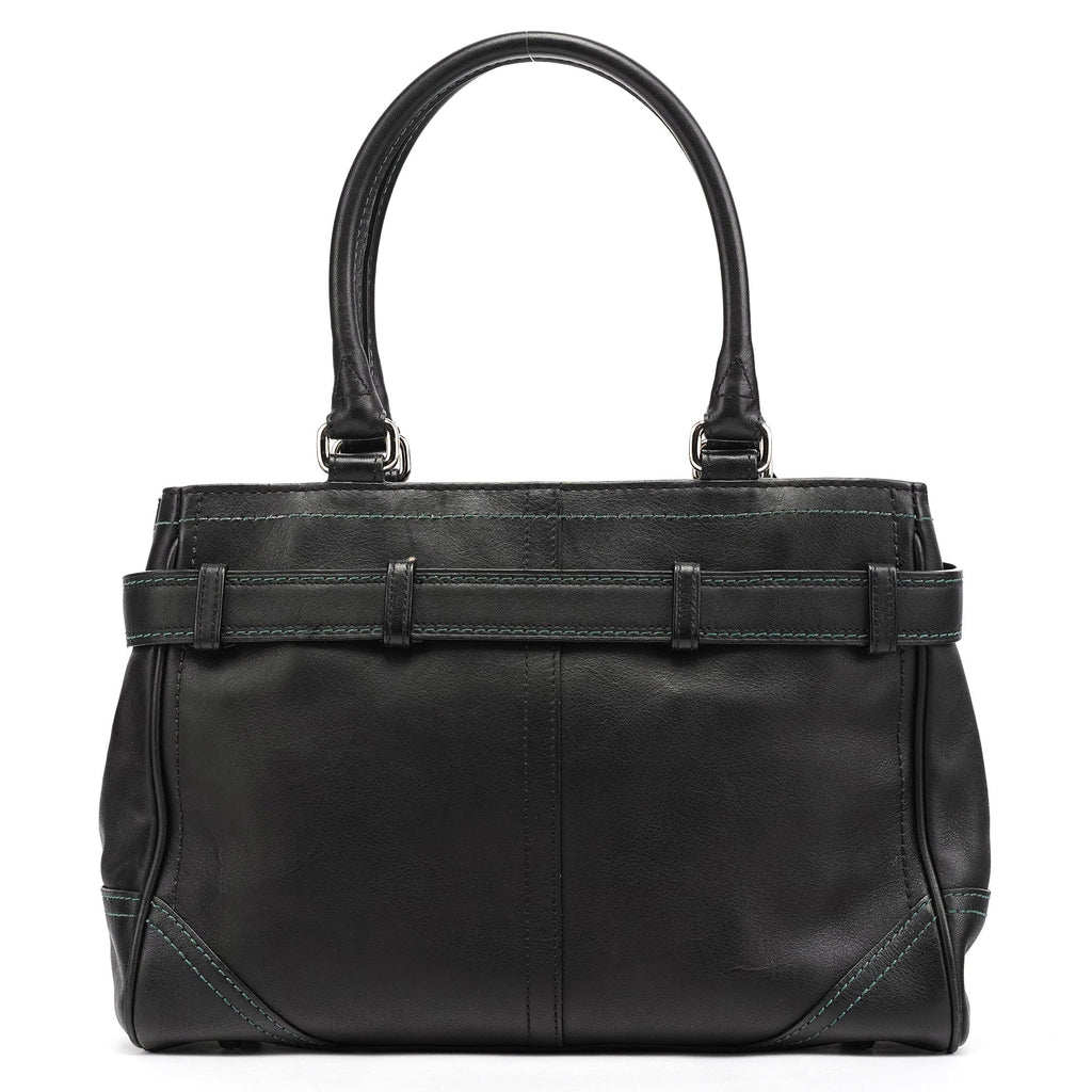 F08A70 Black Leather Hamptons Tote Bag